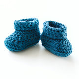 Newborn Baby Hand Crocheted Baby Booties- Denim Blue