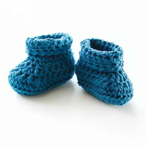 Newborn Baby Hand Crocheted Baby Booties- Denim Blue Handmade