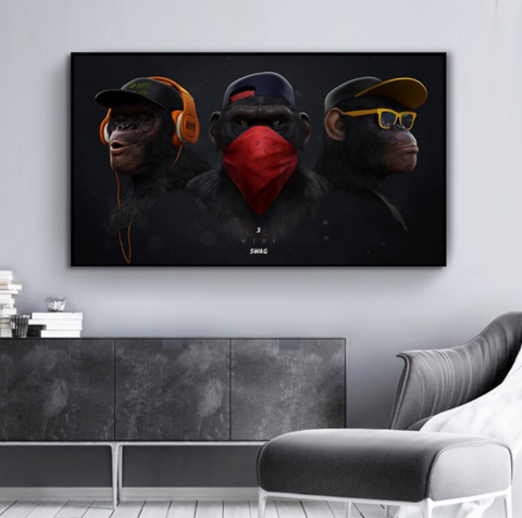 Modern Pop Culture, Hear No Evil, Speak No Evil, See No Evil 70cm x 120cm