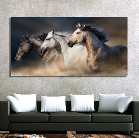 Animals, Three Running Horses 70cm x 140cm