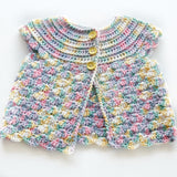 Size 000 Baby Girls Crocheted Cap Sleeve Cardigan - Candy