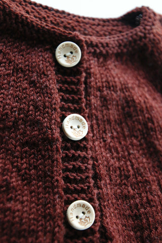 Size 00 Unisex Baby Hand Knitted Baby Cardigan Chocolate