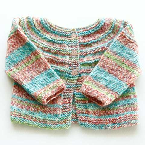 Size 00 Baby Girls Hand Knitted Baby Cardigan - Bo Peep Pastel