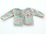 Size 00 Baby Girls Hand Knitted Baby Cardigan - Bo Peep Pastel