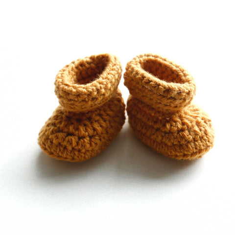 Newborn Baby Hand Crocheted Baby Booties - Caramel