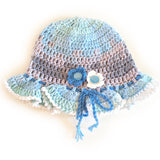 Newborn Baby Hand Crocheted Sun Hat - Powder Blue
