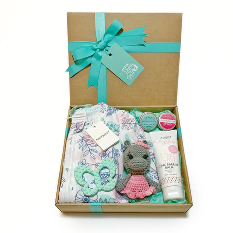 Hand Crocheted Hippo Gift Box for Newborn Baby Girls