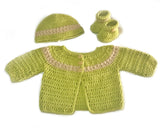 Size 00 Unisex Crocheted Baby Layette - Lime Green