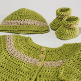 Size 00 Unisex Crocheted Baby Layette - Lime Green